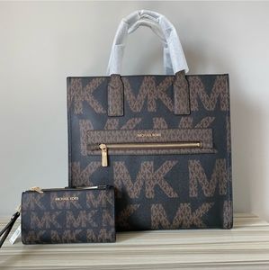 MK TOTE BAG WITH DOUBLE ZIP WALLET